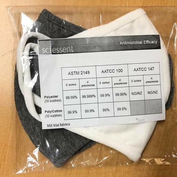 Set of 2 gray Antimicrobial Fabric Mask - Picture 2 of 8